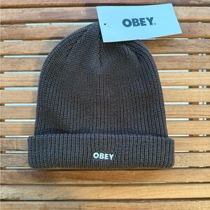 NWT Obey brown logo beanie